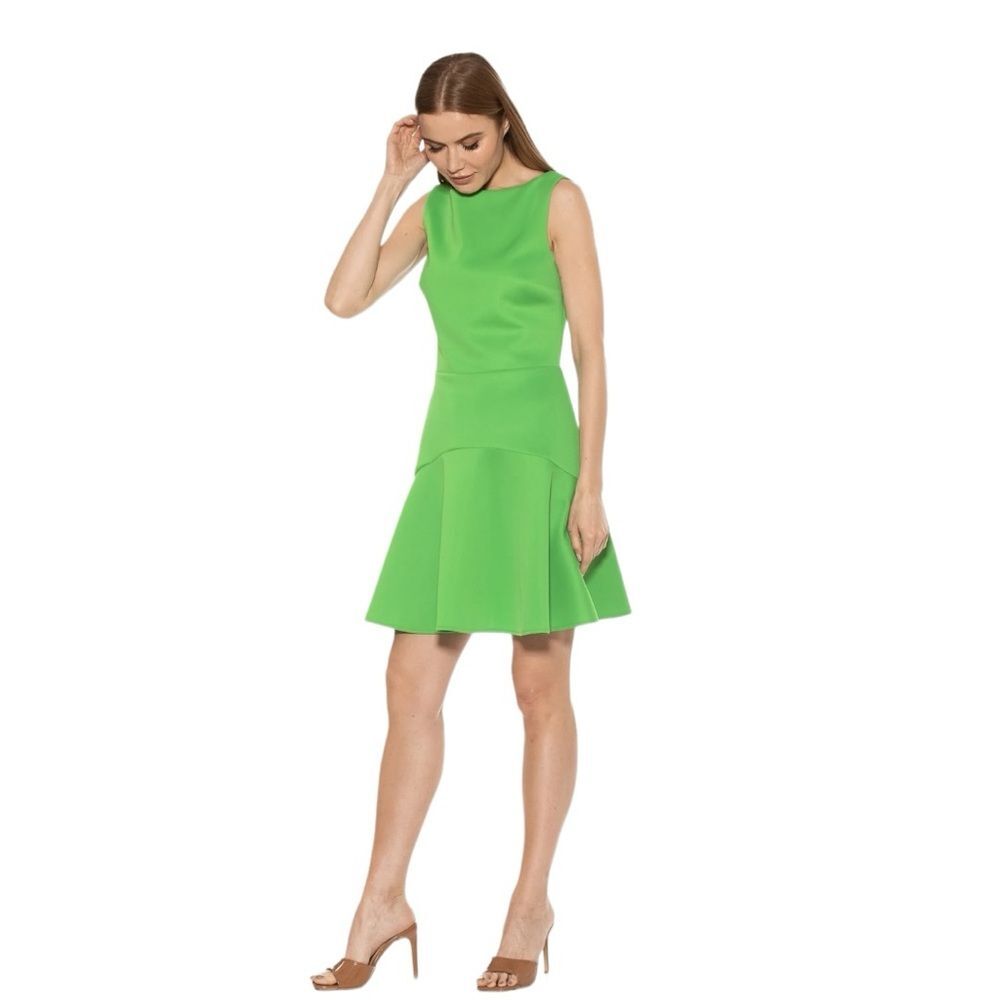 Alexia Admor Yvette Dripped Waist Dress Size S Green - Picture 3 of 8